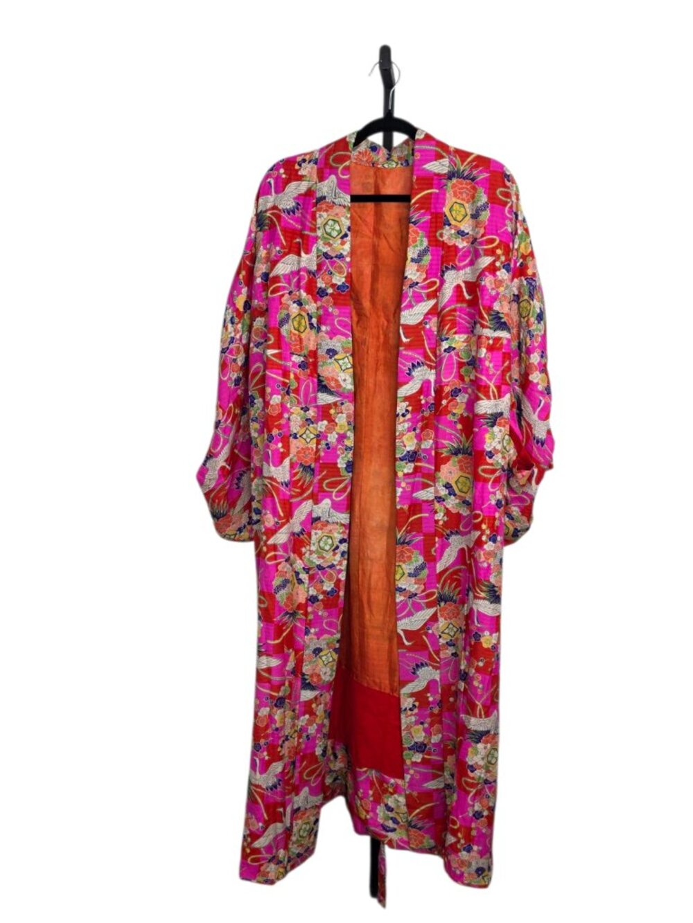 Authentic Japanese Silk Under Kimono Juban, Vintage, Pink Multi S/M